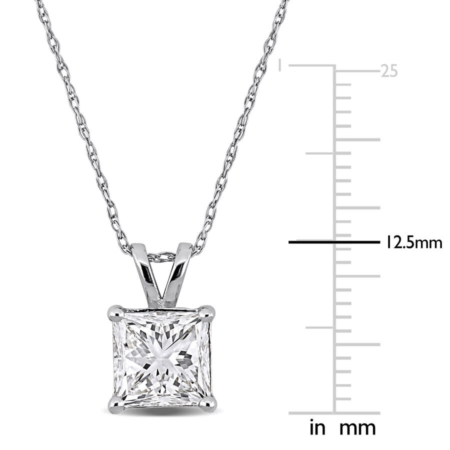 Created Forever 2ct Tw Princess-cut Lab Grown Diamond Solitaire Pendant With Chain In 14k White Gold In White