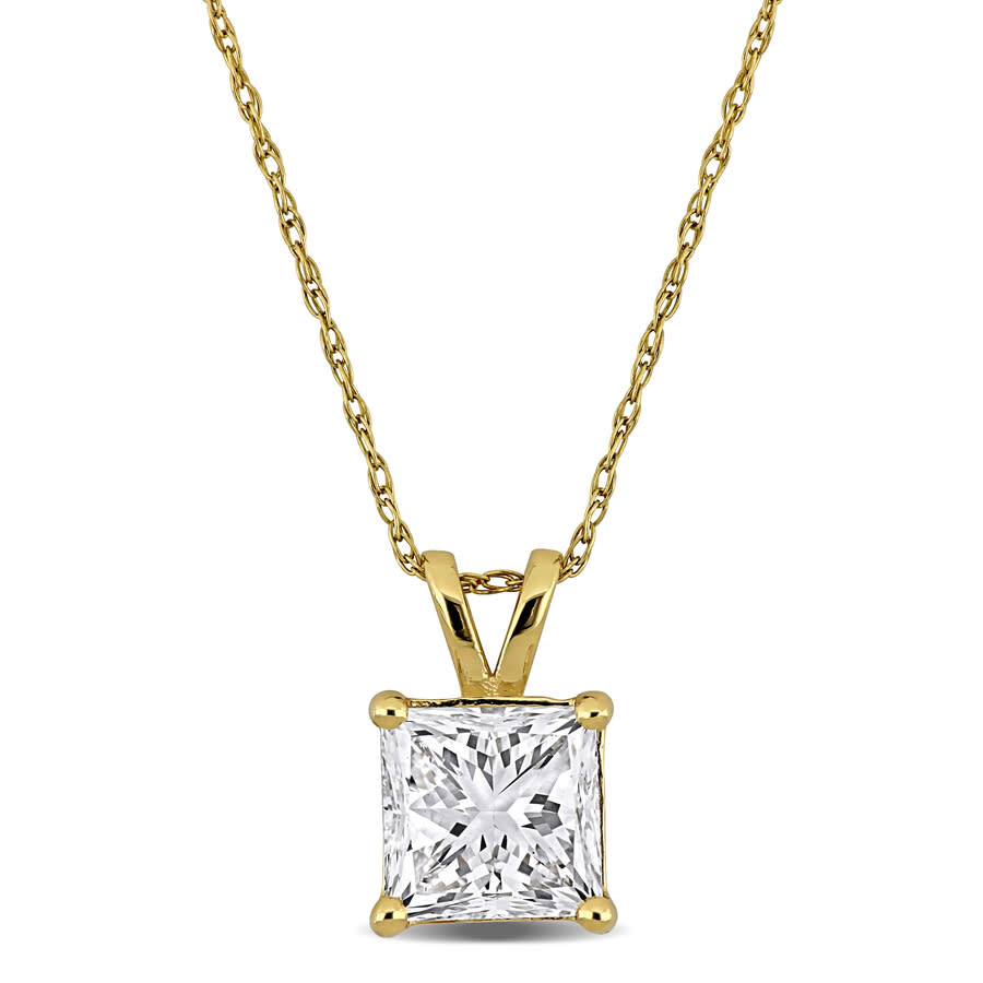 Created Forever 2ct Tw Princess-cut Lab Grown Diamond Solitaire Pendant With Chain In 14k Yellow Gol In Gold