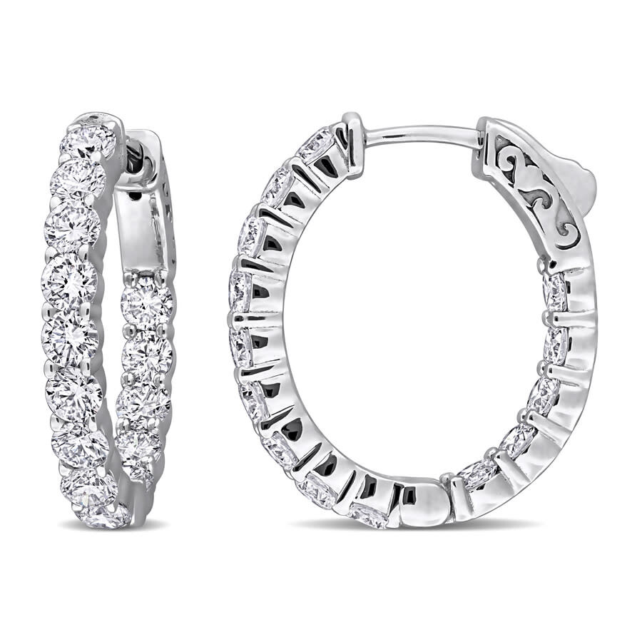 Created Forever 3 1/10 Ct Lab Grown Diamond Tw Hoop Earrings 14k White Gold