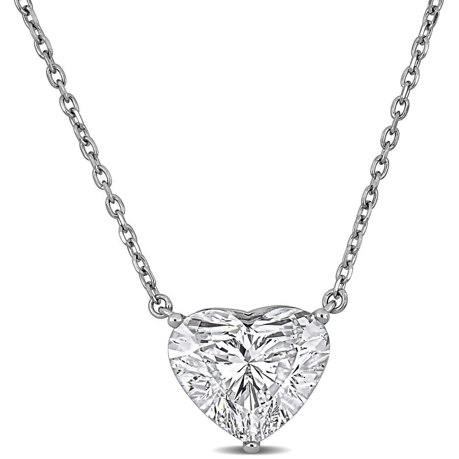 Created Forever 3 1/10ct Tw Heart-cut Lab-grown Diamond Necklace In 14k White Gold