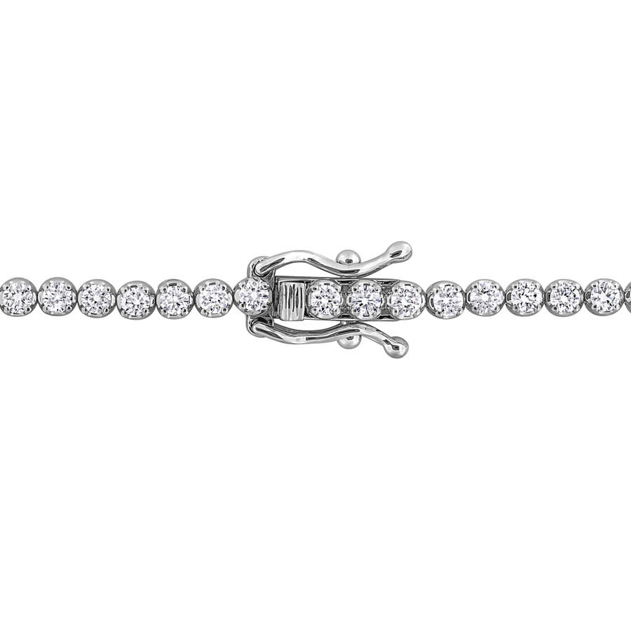 Created Forever 3 1/2 Ct Tgw Oval Created Emerald And 1 3/8 Ct Tw Lab Grown Diamond Tennis Bracelet  In Metallic