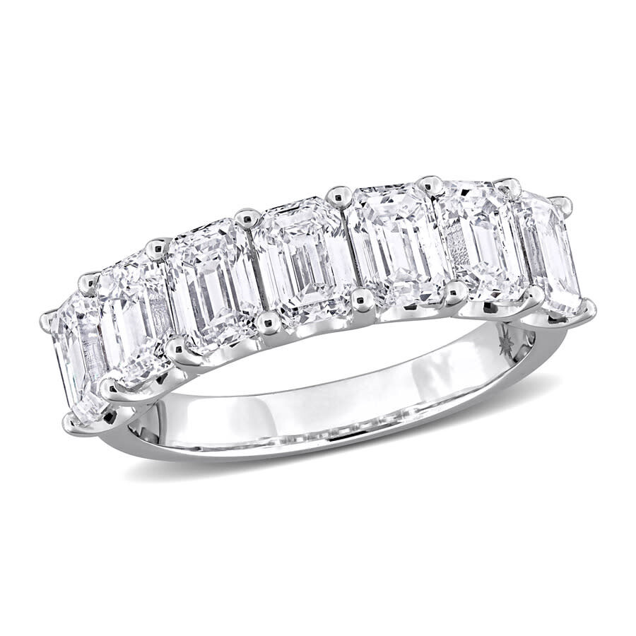 Created Forever 6ct Tw Emerald-cut Lab-grown Diamond 6-stone Semi-eternity Anniversary Band In 14k W In White