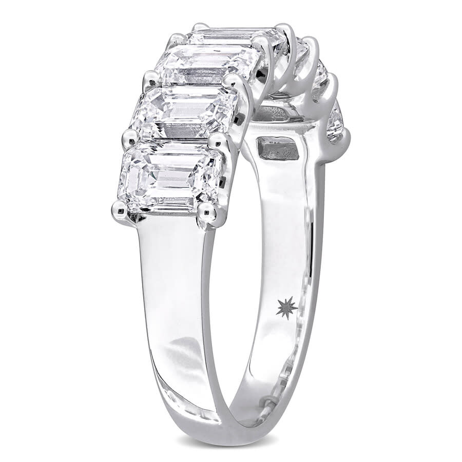 Created Forever 6ct Tw Emerald-cut Lab-grown Diamond 6-stone Semi-eternity Anniversary Band In 14k W In White