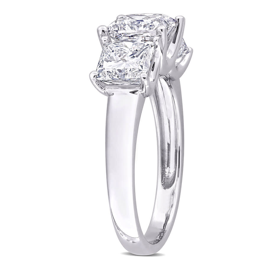 Created Forever 3 1/2ct Tw Princess-cut Lab-grown Diamond 3-stone Engagement Ring In 14k White Gold In White