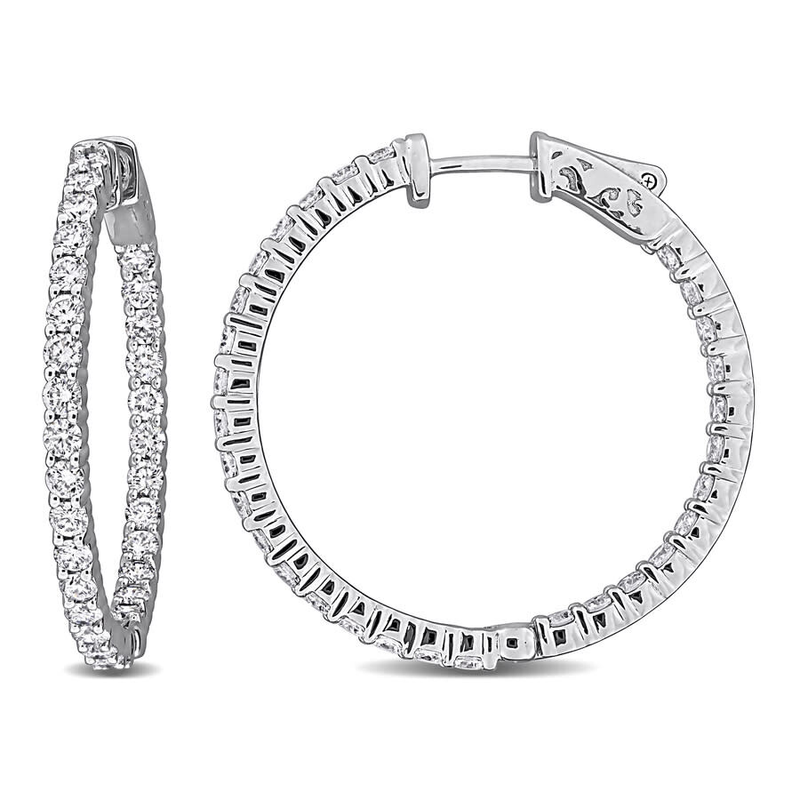 Created Forever 3 1/3 Ct Lab Grown Diamond Tw Hoop Earrings 14k White Gold In Metallic