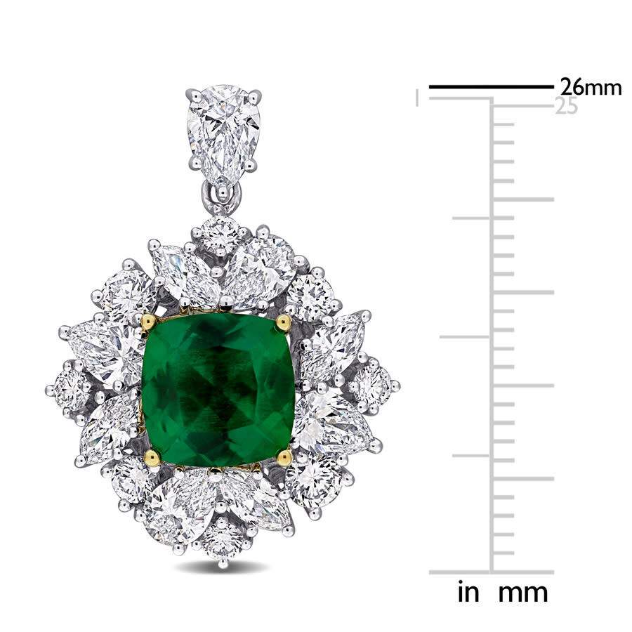 Created Forever 3 1/5ct Tgw Created Emerald And 4 1/5ct Tw Lab-grown Diamond Drop Earrings In 18k Tw In Yellow