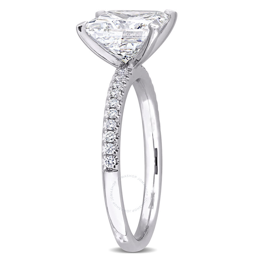 Shop Created Forever 3 1/6ct Tdw Princess-cut Lab-created Diamond And Tsavorite Accent Engagement Ring In In White