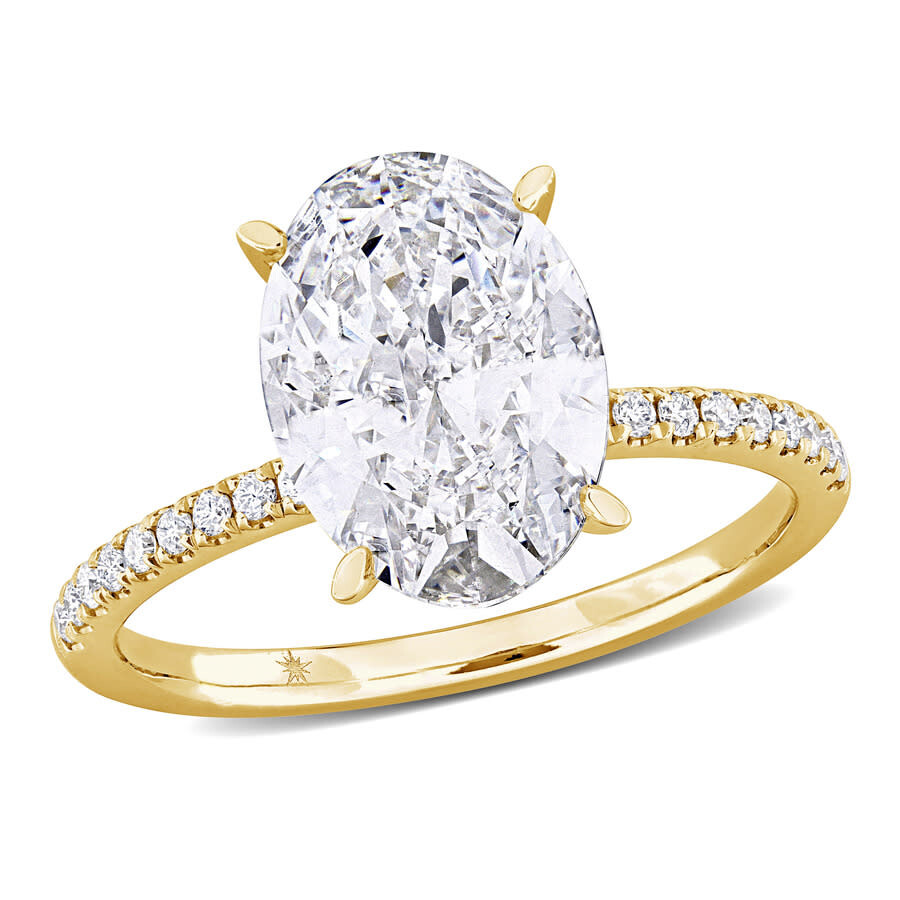 Created Forever 3 1/6ct Tw Oval And Round-cut Lab-grown Diamond Solitaire Engagement Ring In 14k Yel In Yellow