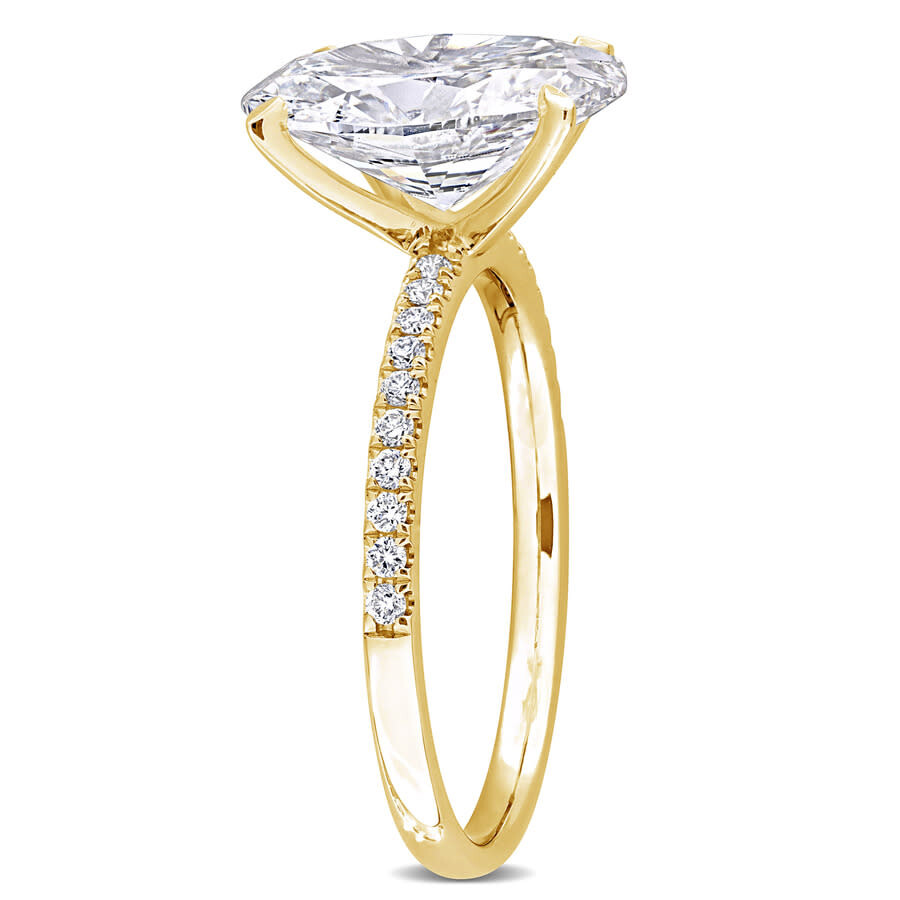 Created Forever 3 1/6ct Tw Oval And Round-cut Lab-grown Diamond Solitaire Engagement Ring In 14k Yel In Yellow
