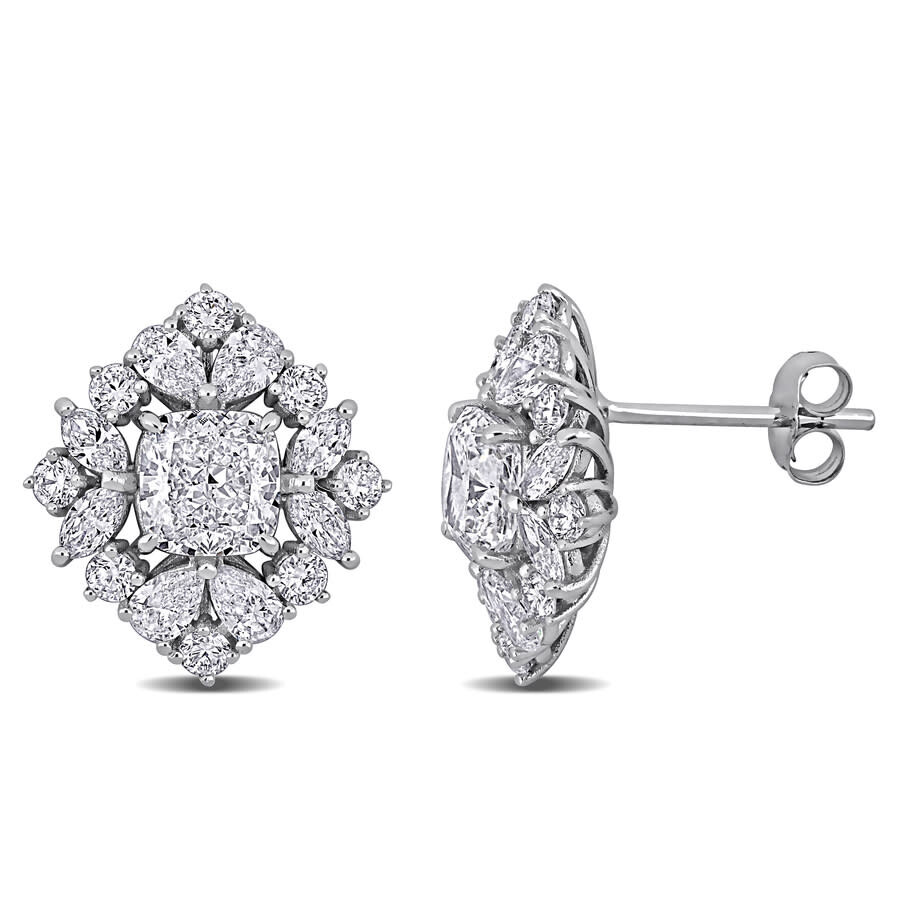 Created Forever 3 4/5 Ct Multi-shape Lab Grown Diamonds Tw Fashion Post Earrings 14k White Gold In Metallic