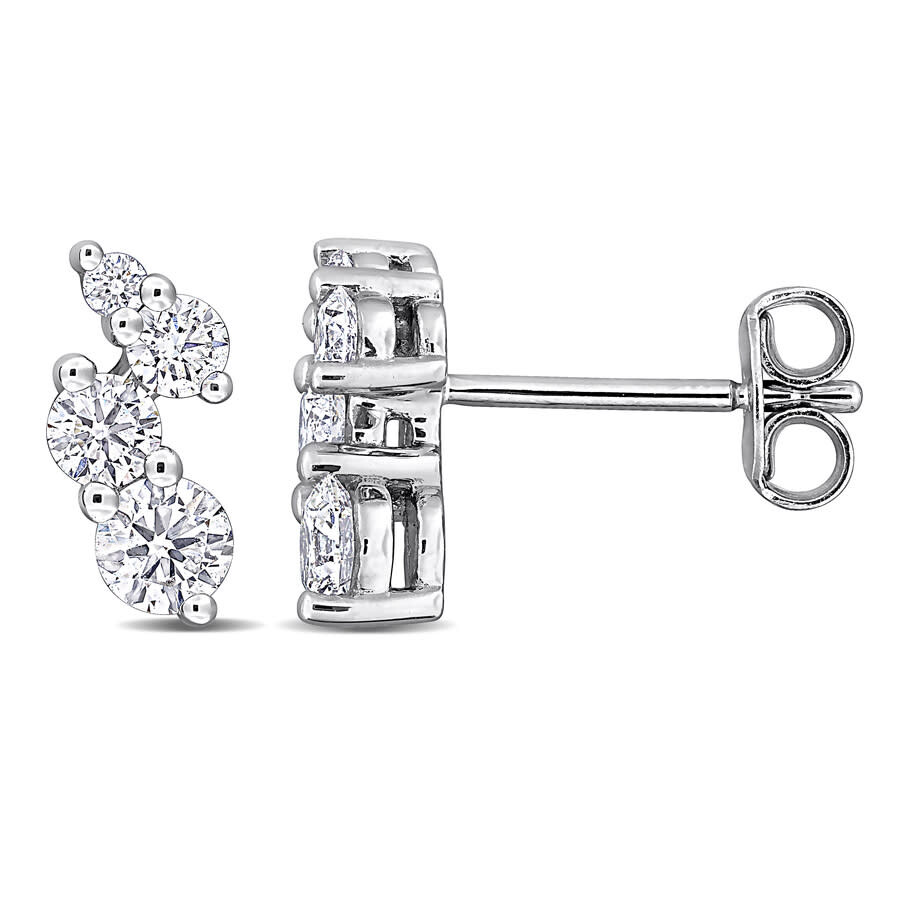 3/4 CT Lab Grown Diamond TW Fashion Post Earrings Silver
