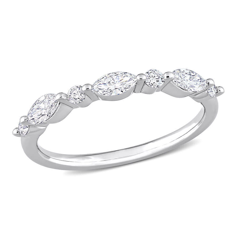 Shop Created Forever 3/5 Ct Tgw Lab Created Diamond Semi-eternity Ring In Platinum Plated Sterling Silver In White