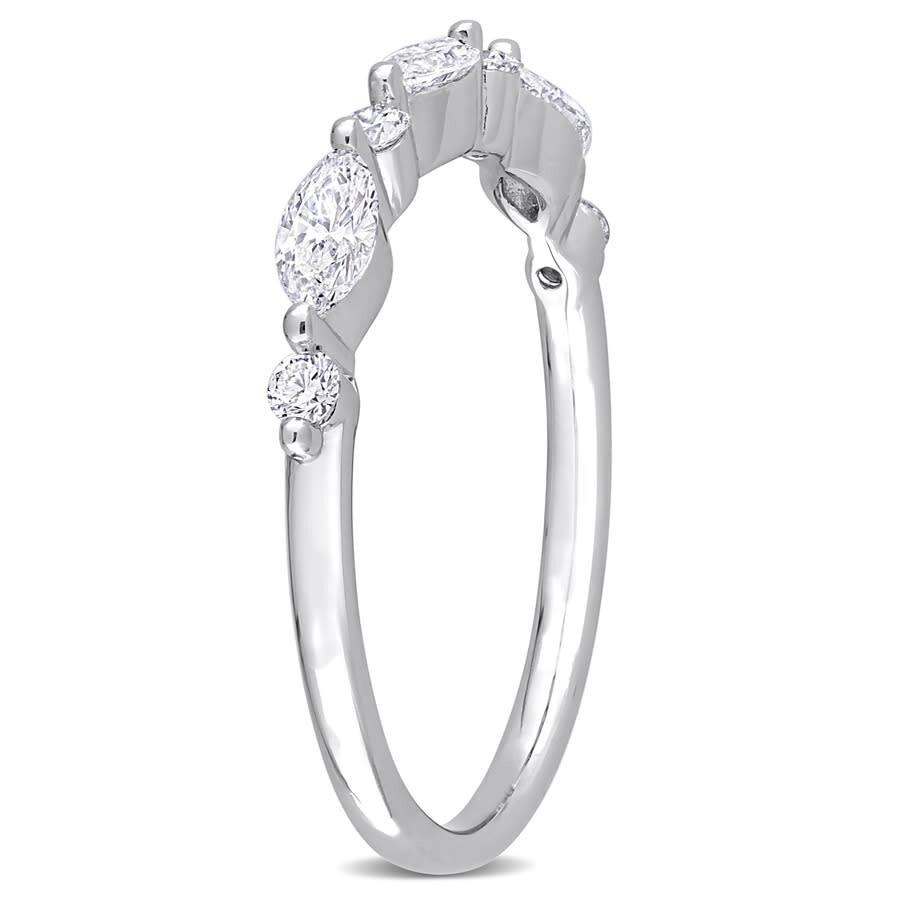 Shop Created Forever 3/5 Ct Tgw Lab Created Diamond Semi-eternity Ring In Platinum Plated Sterling Silver In White