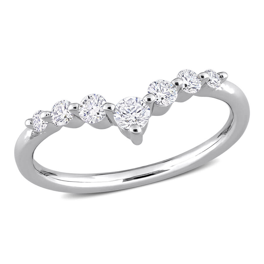 Shop Created Forever 3/8 Ct Tgw Lab Created Diamond Chevron Ring In Platinum Plated Sterling Silver In White