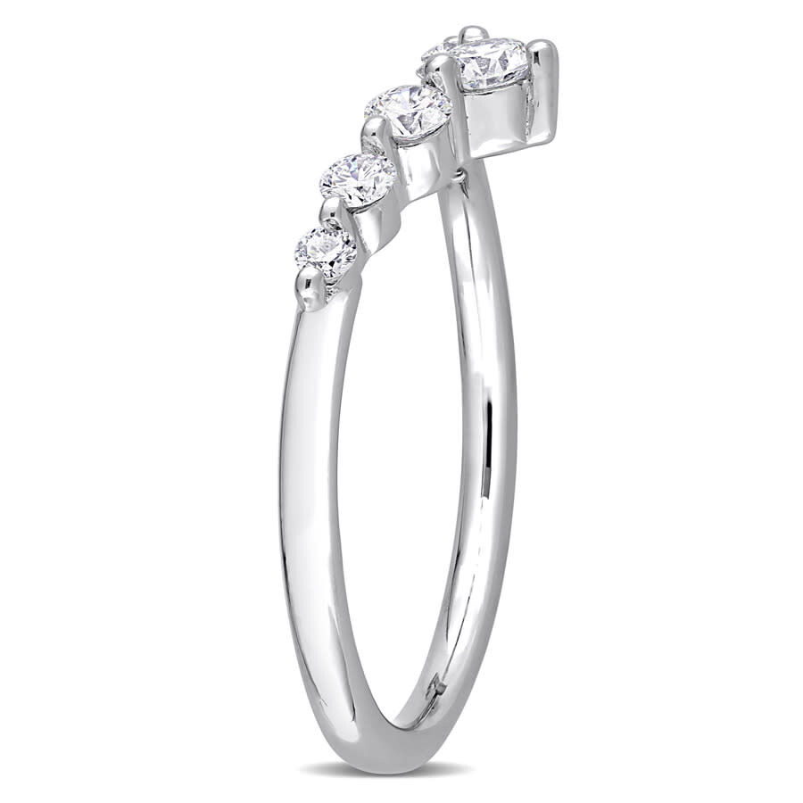 Created Forever 3/8 Ct Tgw Lab Created Diamond Chevron Ring In Platinum Plated Sterling Silver In White