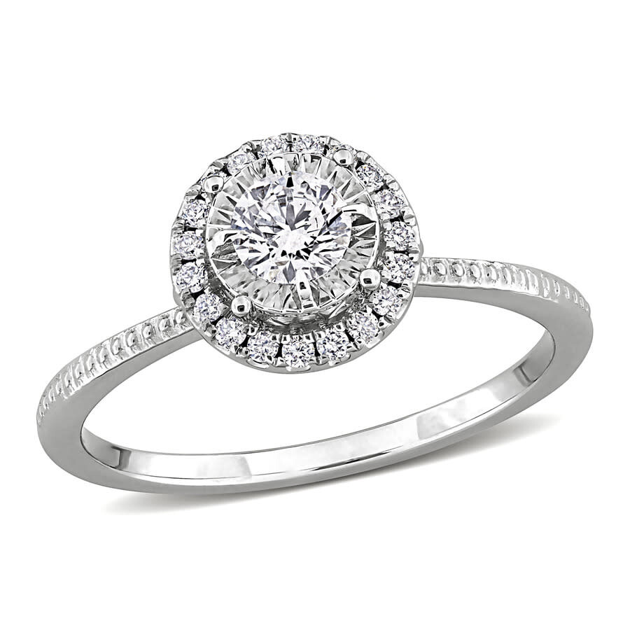 Created Forever 3/8ct Tw Lab-grown Diamond Halo Engagement Ring In 18k White Gold In White