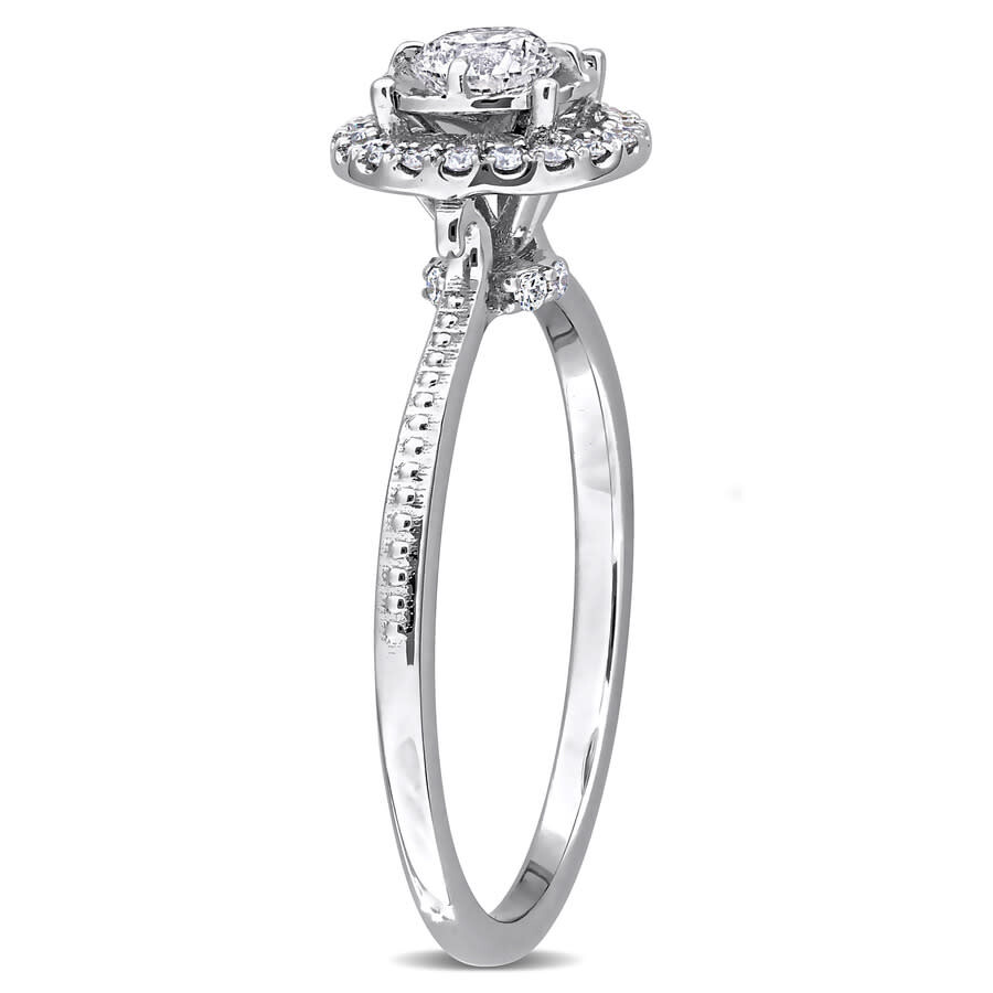 Created Forever 3/8ct Tw Lab-grown Diamond Halo Engagement Ring In 18k White Gold In White