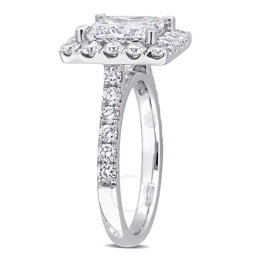 Shop Created Forever 4 1/3ct Tdw Princess-cut Lab-created Diamond And Tsavorite Accent Halo Engagement Ri In White