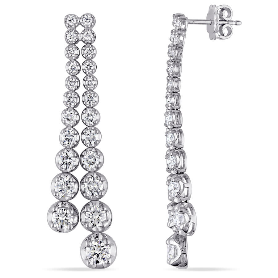 Shop Created Forever 4 3/8ct Tdw Lab-created Diamond Dangle Earrings In 18k White Gold