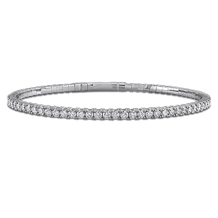 Created Forever 4 Ct Tw Lab Grown Diamond Bangle In 14k White Gold - 7 In In Silver