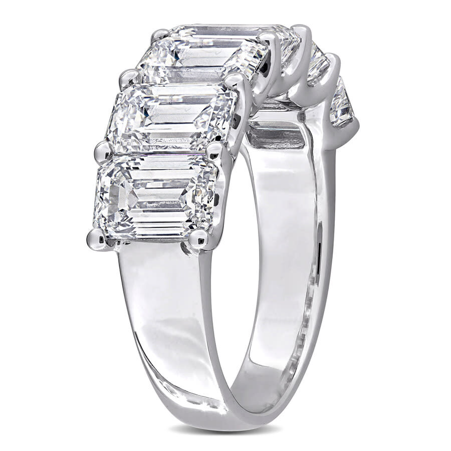 Created Forever 6ct Tw Emerald-cut Lab-grown Diamond 6-stone Semi-eternity Anniversary Band In 14k W In White