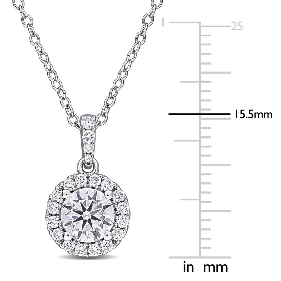 Created Forever 7/8ct Tgw Lab Grown Diamond Halo Pendant With Chain In Sterling Silver - 17 In In Metallic