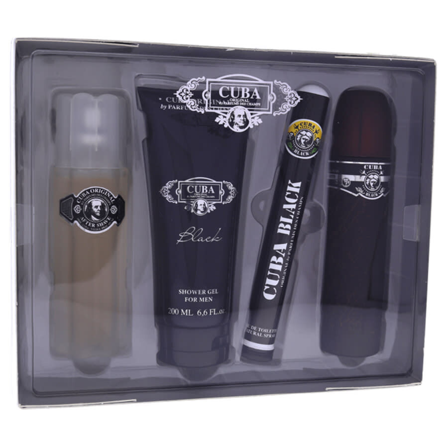 Cuba Black By  For Men - 4 Pc Gift Set 3.4oz Edt Spray In Black