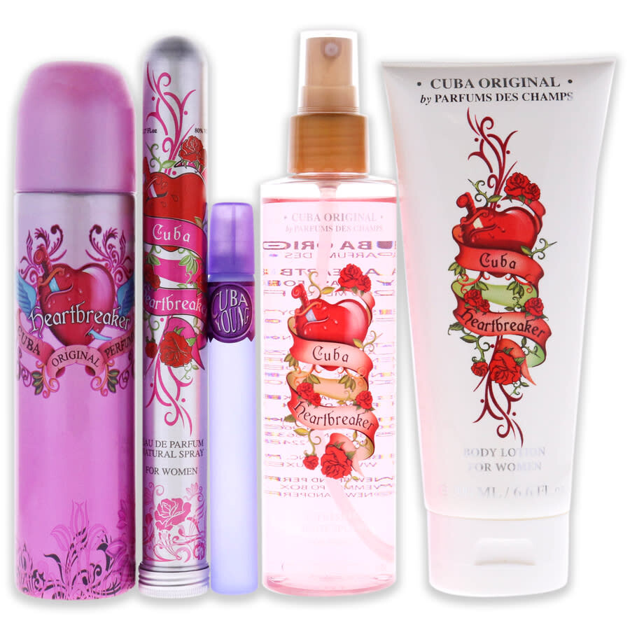 Cuba Must Have Heartbreaker By  For Women - 5 Pc Gift Set 3.4oz Edp Spray In White