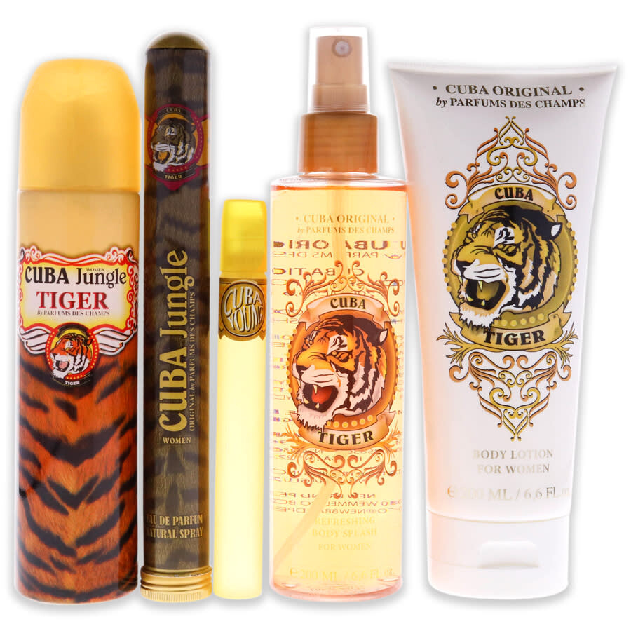 Cuba Must Have Tiger By  For Women - 5 Pc Gift Set 3.3oz Edp Spray In White