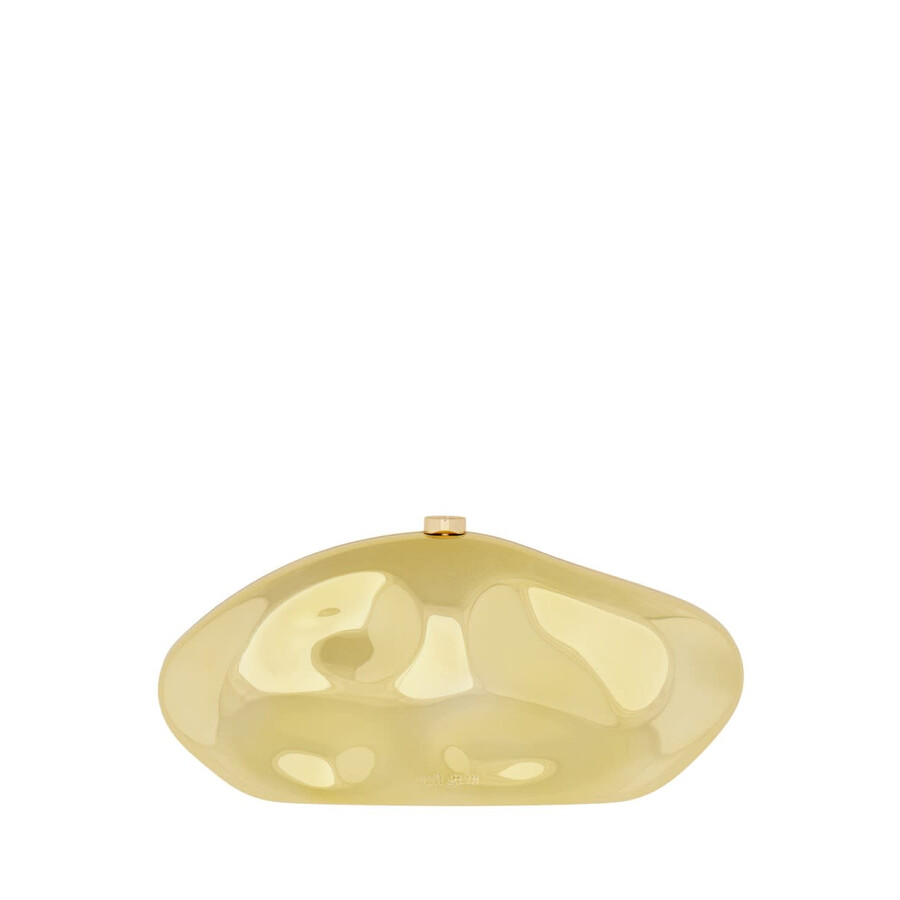 Cult Gaia Glossy Structured Clutch Bag Design In Gold