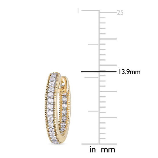 AMOUR 1/4 CT TW Diamond Inside Outside Hoop Earrings In 14K Yellow Gold - 546x546 Image #3