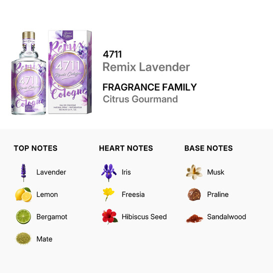 4711 Unisex Remix Lavender EDC Spray 3.4 oz Fragrances