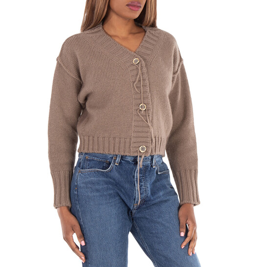 Acne Studios Cropped Knitted Cardigan, Size X-Small A60511-MUD