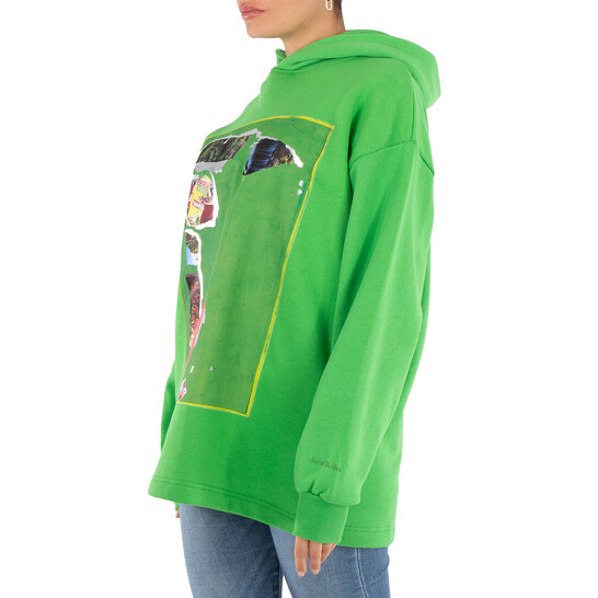 Acne Studios Digital Print Hooded Sweatshirt In Green, Size