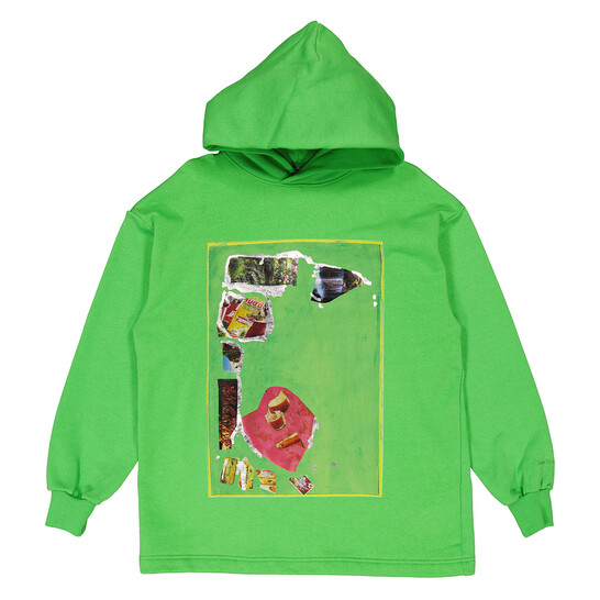 Acne Studios Digital Print Hooded Sweatshirt In Green, Size