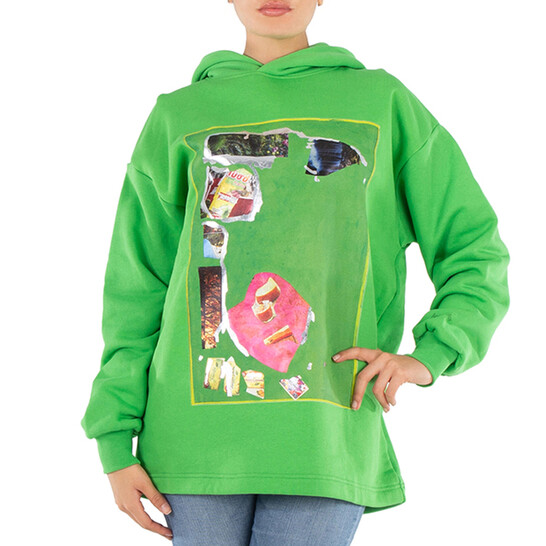 Acne Studios Digital Print Hooded Sweatshirt In Green, Size