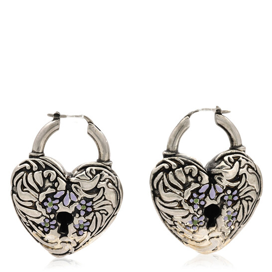Acne Studios Ladies Antique Silver Heart-Shaped Earrings