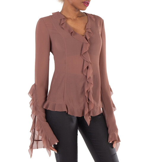 Acne Studios Semi Sheer Ruffle Blouse, Brand Size 36 (US Size 4