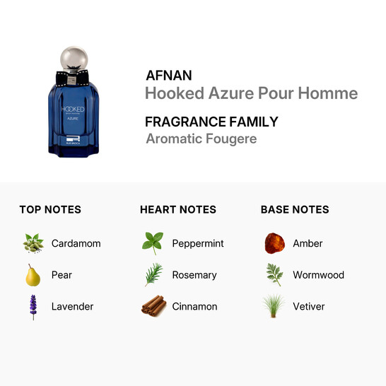 Afnan Men's Hooked Azure Pour Homme EDP Spray 3.4 oz Fragrances