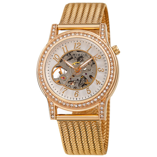 Akribos XXIV Automatic White Dial Ladies Watch AK1117YG  display picture 1