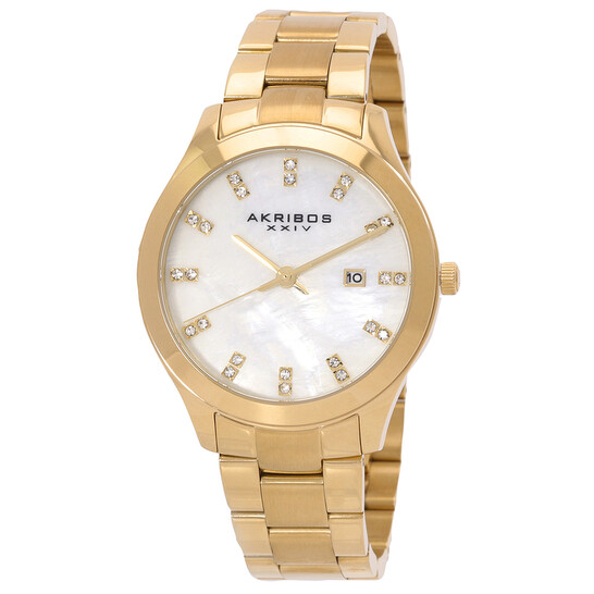 Akribos XXIV Mother of Pearl Gold-tone Ladies Watch AK954YG - 546x546
