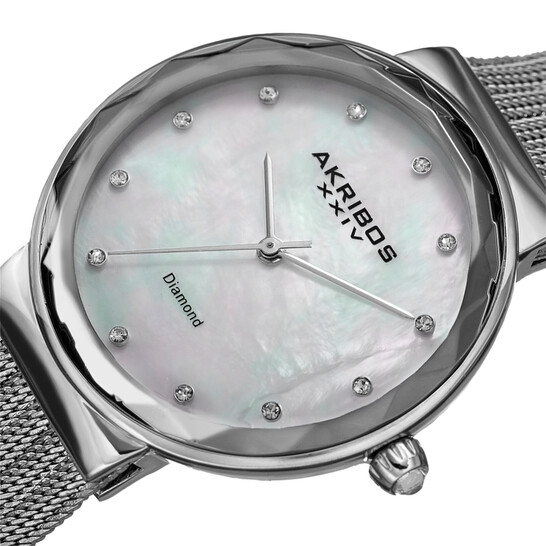 Akribos XXIV Quartz Diamond White Mother of Pearl Dial  display picture 3