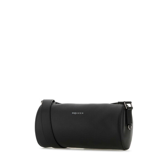 Alexander Mcqueen Black Leather Mcqueen Roller Crossbody Bag