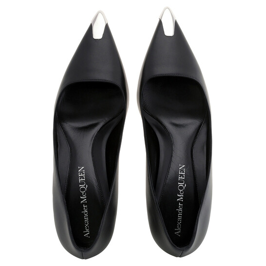アンクワルジン Alexander Mcqueen Black Leather Punk Pumps, Brand Size 37