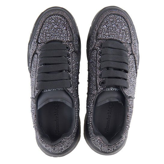 Alexander Mcqueen Men's Black Rhinestone Embellished Low Top