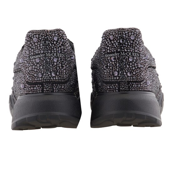 Alexander Mcqueen Men's Black Rhinestone Embellished Low Top Court