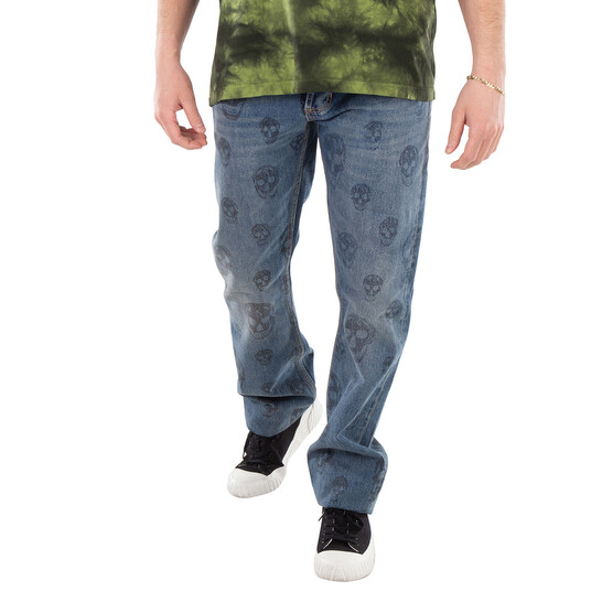 Alexander Mcqueen Skull Print Jeans, Brand Size 48 (US Size