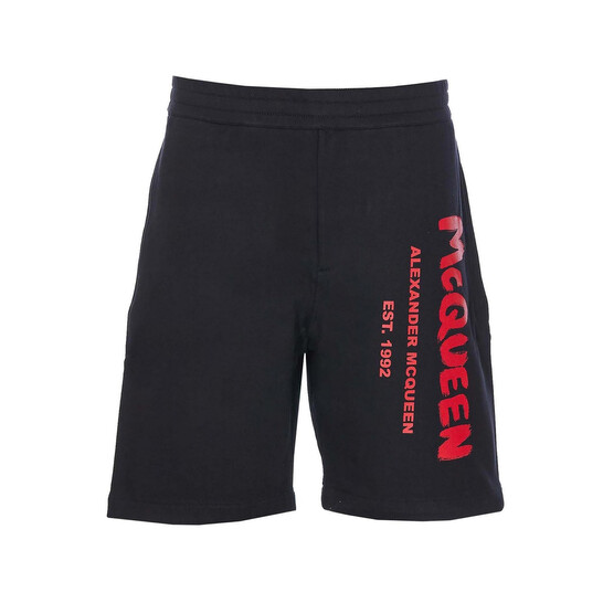 Alexander Mcqueen Men's Logo-Print Cotton Shorts, Size Small