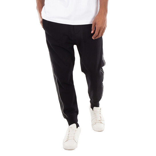 Alexander Mcqueen Black Side Band Joggers Pants, Size Small 705012