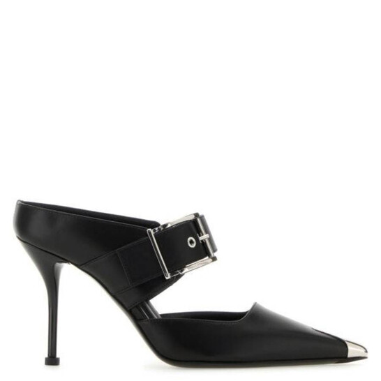 Alexander Mcqueen Punk Buckle Leather Mules, Brand Size 36